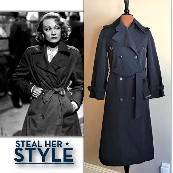 Etienne Aigner Jackets & Blazers - ETIENNE AIGNER Navy Trench Coat  VINTAGE!  Size 10